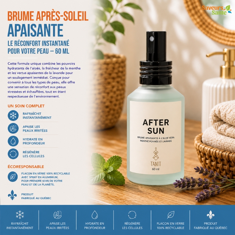Brume après-soleil apaisante 60 ml pour rafraîchir et hydrater la peau