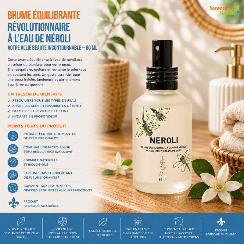 Brume équilibrante à l'eau de néroli 60 ml pour le visage