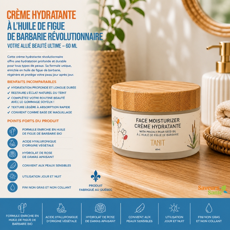 Crème hydratante à l'huile de figue de Barbarie 50 ml pour le visage
