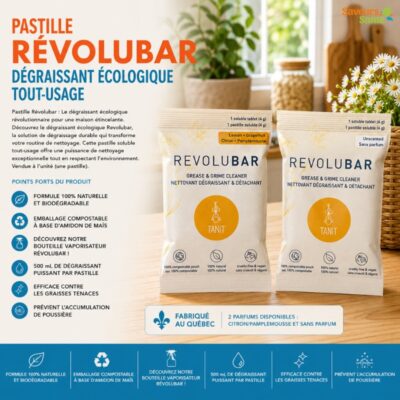 Pastille Révolubar dégraissant écologique pour l'entretien des surfaces