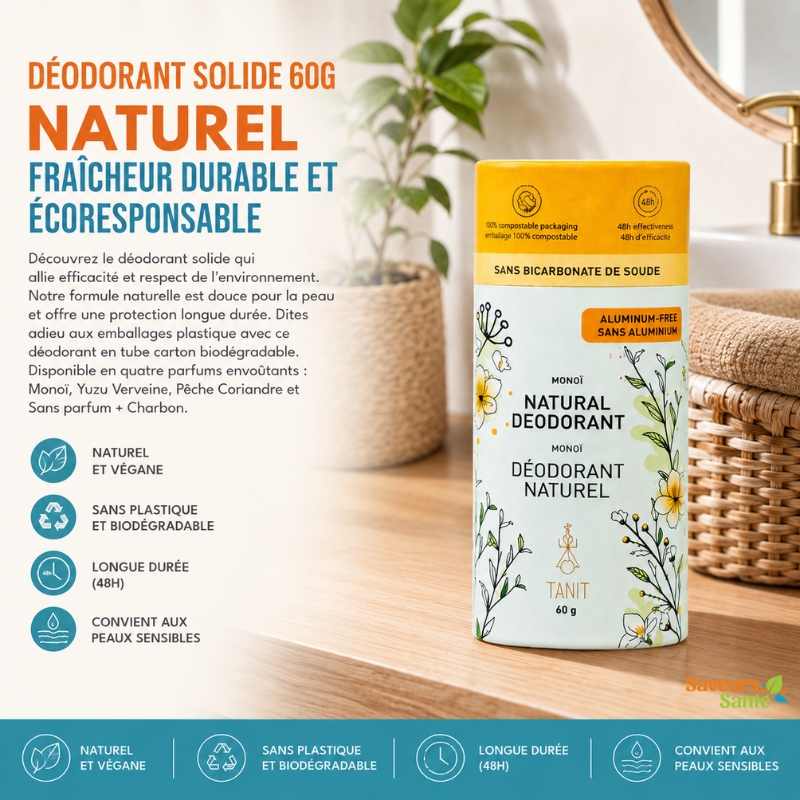 Déodorant solide naturel 60 g pour une fraîcheur quotidienne