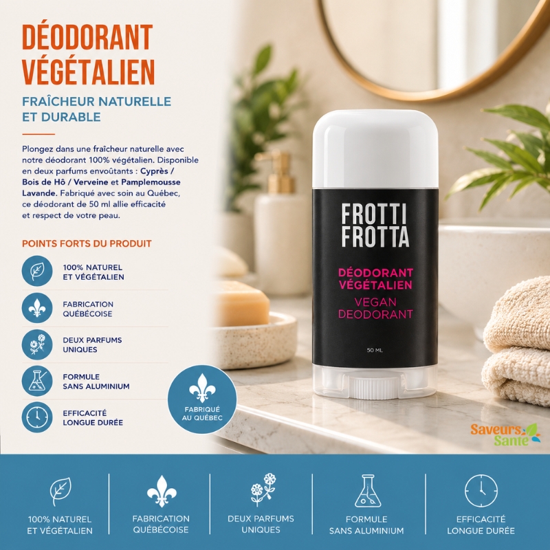 Déodorant végan puissant offrant une fraîcheur naturelle et durable