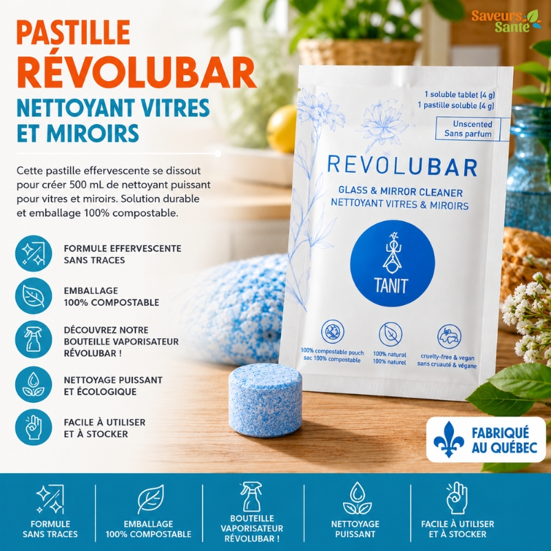 Pastille Révolubar nettoyant vitres et miroirs pour surfaces brillantes
