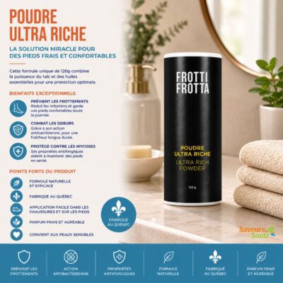 Poudre ultra riche pour aider à garder les pieds frais et confortables
