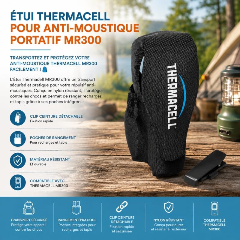 Étui pour Thermacell MR300 conçu pour transporter et protéger l’appareil anti-moustique