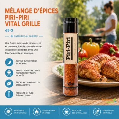 Mélange d’épices Piri-Piri Vital Grill 65 g pour poulet, grillades et recettes épicées
