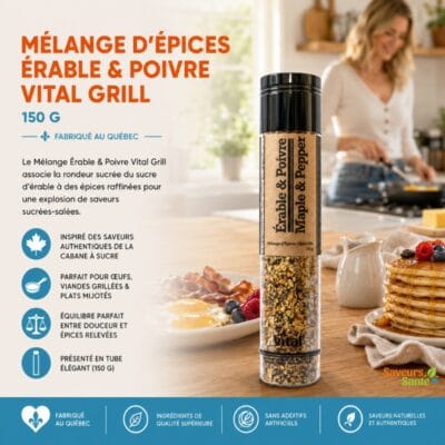 Mélange d’épices érable et poivre Vital Grill 150 g pour steaks, grillades et recettes BBQ