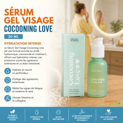 Sérum gel visage Cocooning Love 30 ml pour hydratation intense et éclat du teint