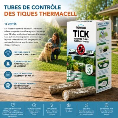 Tube contrôle tiques Thermacell pour aider à réduire les tiques autour de la maison et du terrain