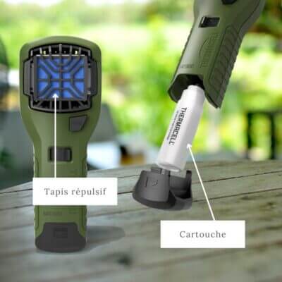 Anti-moustique Thermacell MR300 portatif avec cartouche et tapis répulsif