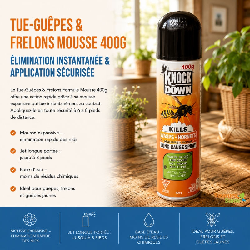Tue-guêpes et frelons mousse 400 g pour le contrôle des nids