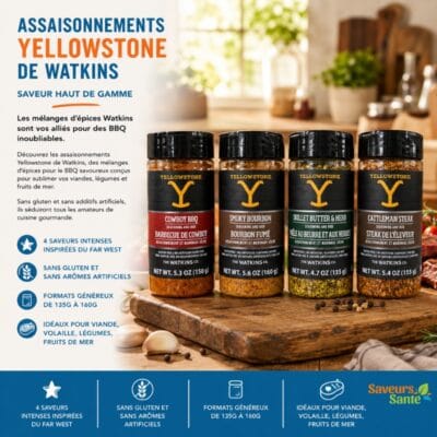 Assaisonnements Yellowstone de Watkins pour grillades, steaks, burgers et recettes BBQ