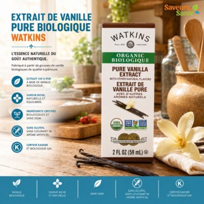 Extrait de vanille pure biologique Watkins 59 ml pour pâtisserie, desserts et recettes maison
