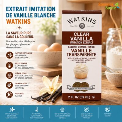 Extrait imitation de vanille blanche Watkins 59 ml pour glaçages, pâtisseries et desserts maison