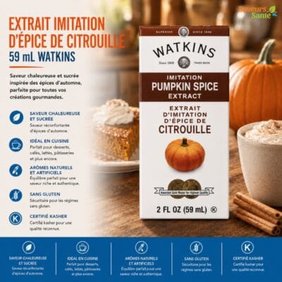 Extrait imitation d’épice de citrouille Watkins 59 ml pour lattés, desserts et pâtisseries d’automne