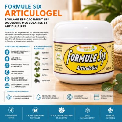 Formule Six ArticuloGel 240 ml pour douleurs musculaires et articulaires avec effet apaisant