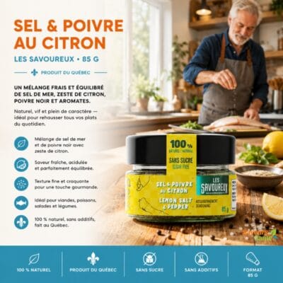 Sel et poivre au citron Les Savoureux 85 g pour poissons, grillades et légumes