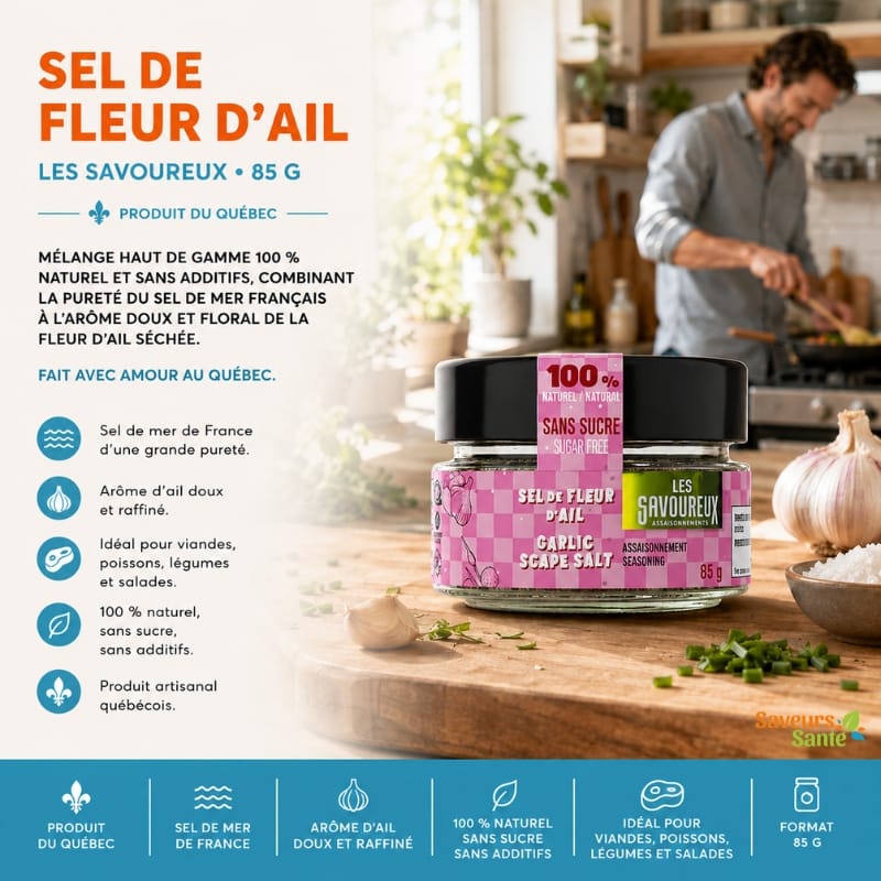 Sel de fleur d’ail Les Savoureux 85 g pour grillades, légumes et recettes maison