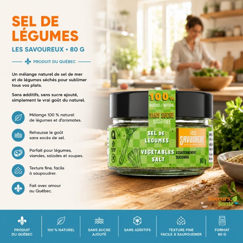 Sel de légumes Les Savoureux 80 g pour soupes, légumes, sauces et recettes maison