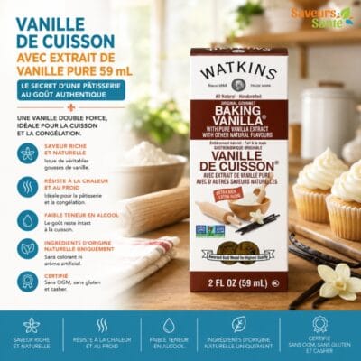 Vanille de cuisson Watkins 59 ml avec extrait de vanille pure pour pâtisserie et desserts maison