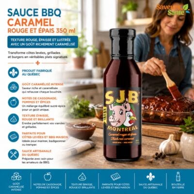 Sauce BBQ caramel rouge épais 350 ml pour grillades, burgers, côtes levées et cuisson BBQ