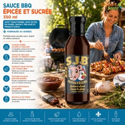Sauce BBQ épicée et sucrée 350 ml pour grillades, burgers, ailes de poulet et cuisson BBQ