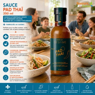 Sauce Pad Thaï 350 ml pour nouilles sautées, tofu, crevettes et recettes asiatiques maison