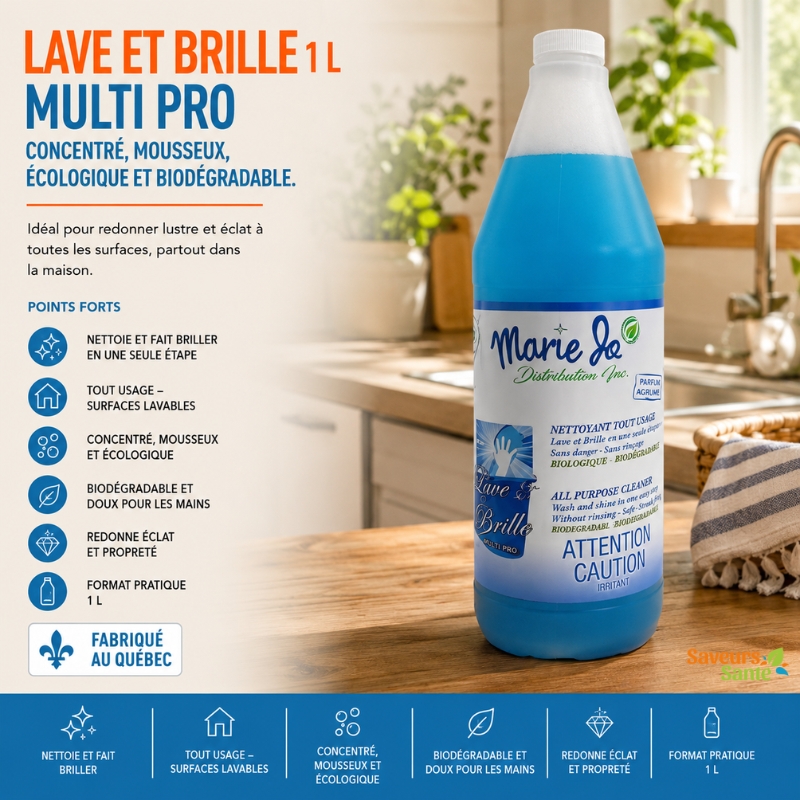 Lave et Brille 1 L Multi Pro nettoyant tout-usage pour la maison