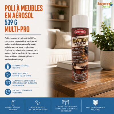 Poli à meubles en aérosol Multi-Pro de 539 g pour nettoyer, faire briller et aider à protéger les meubles en bois et autres surfaces.