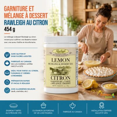 Garniture et mélange à dessert Rawleigh au citron 454 g pour tartes, desserts et recettes maison