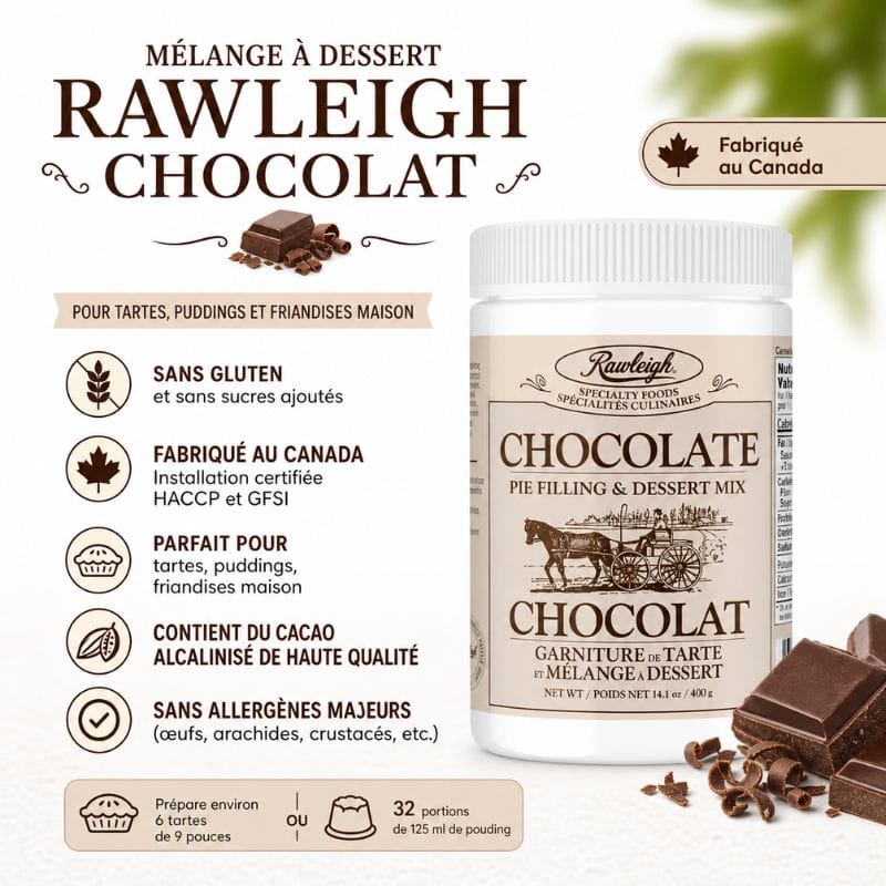 Mélange à dessert Rawleigh au chocolat – sans gluten, sans sucres ajoutés, fabriqué au Canada