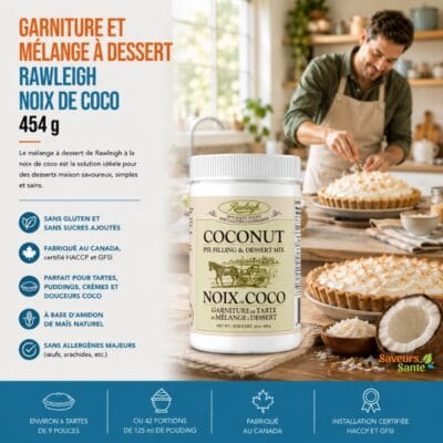 Garniture et mélange à dessert Rawleigh noix de coco 454 g pour tartes, desserts et recettes maison