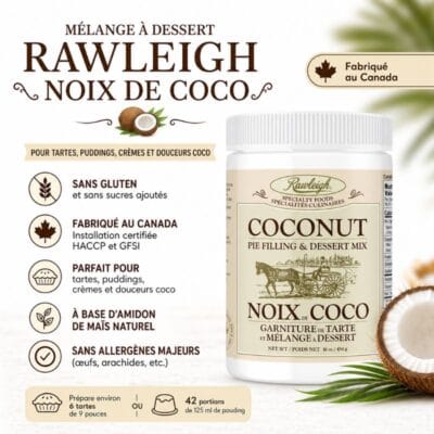 Mélange à dessert Rawleigh noix de coco – sans gluten, sans sucres ajoutés, fabriqué au Canada