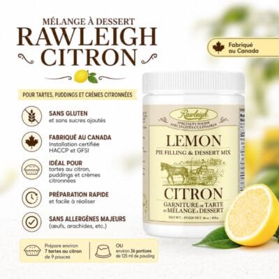 Mélange à dessert Rawleigh au citron – sans gluten et sans sucres ajoutés, fabriqué au Canada