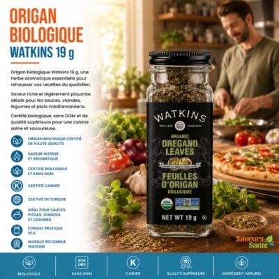 Origan biologique Watkins 19 g pour sauces, pizzas, pâtes et recettes méditerranéennes