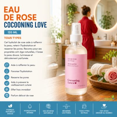 Eau de rose Cocooning Love 120 ml pour tous types de peau et soins du visage