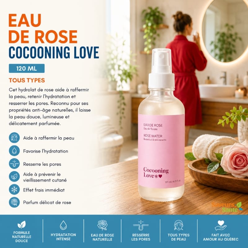 Eau de rose Cocooning Love 120 ml pour tous types de peau et soins du visage