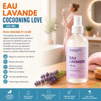 Eau de lavande Cocooning Love 120 ml pour peau grasse, acné et soins du visage