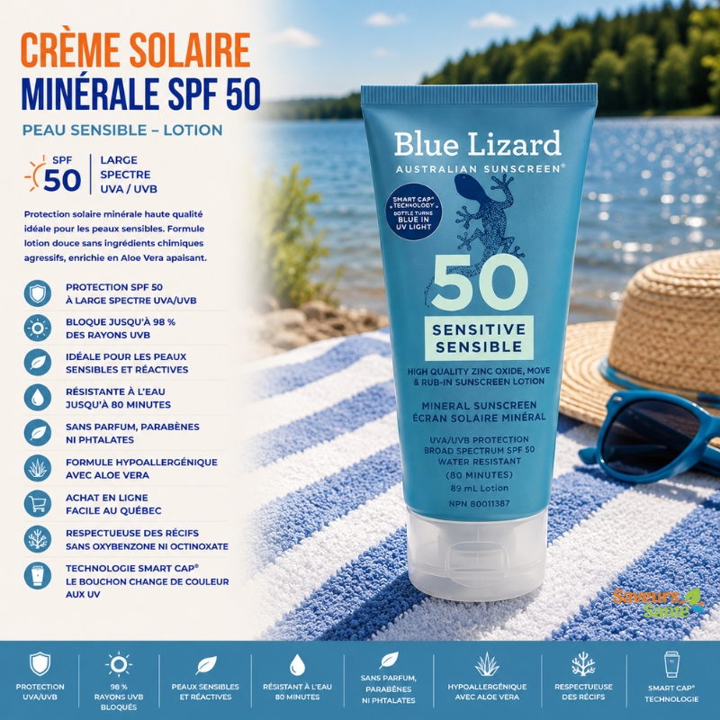 Crème solaire minérale SPF 50 peau sensible en lotion 89 ml