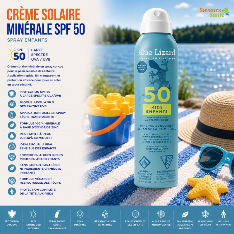 Crème solaire minérale SPF 50 en spray pour enfants 142 g
