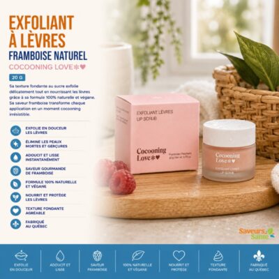 Exfoliant à lèvres Framboise naturel 20 g Cocooning Love