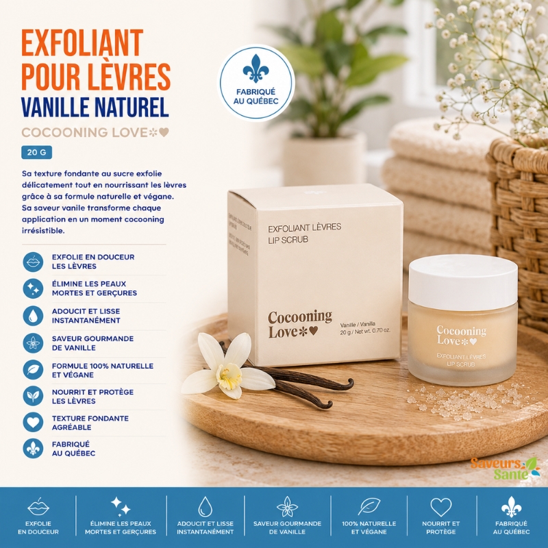 Exfoliant pour lèvres Vanille naturel 20 g Cocooning Love