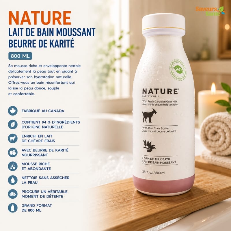 Nature Lait de bain moussant beurre de karité 800 ml