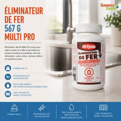 Éliminateur de fer et de rouille Multi Pro de 567 g pour aider à éliminer les taches de rouille, de fer et de dépôts minéraux sur diverses surfaces.