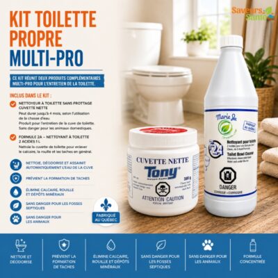 Kit toilette propre Multi-Pro comprenant le Nettoyeur à Toilette Sans Frottage Cuvette Nette et le Nettoyant à toilette Formule 2A 1 L.