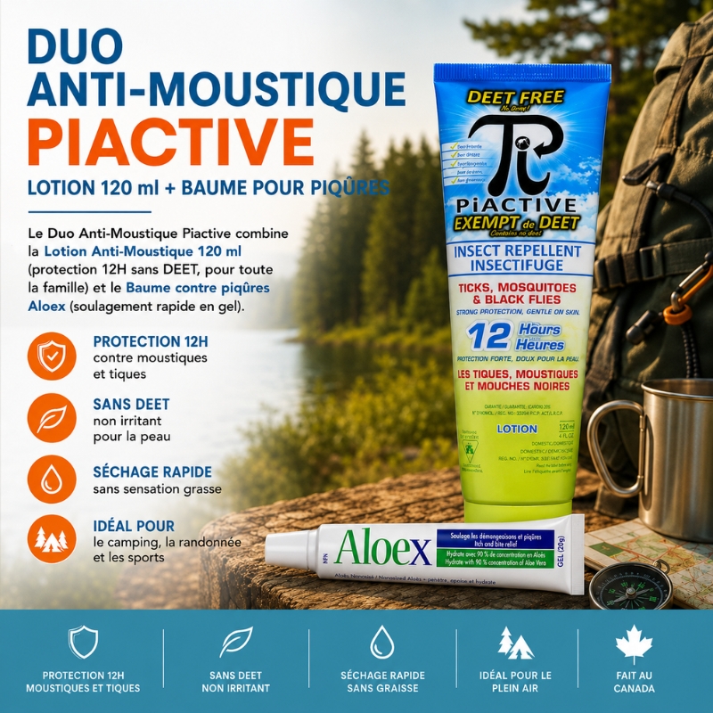 Duo anti-moustique PiActive et baume pour piqûres Aloex