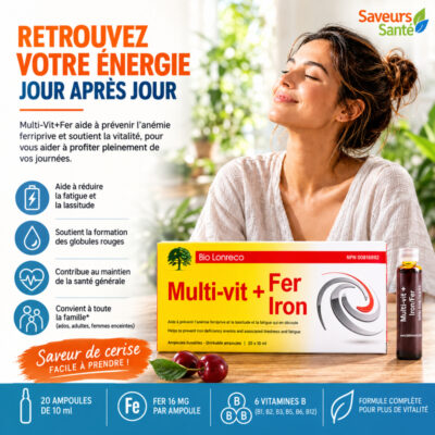Multi-Vit+Fer 20 ampoules de 10 ml avec fer et vitamines B