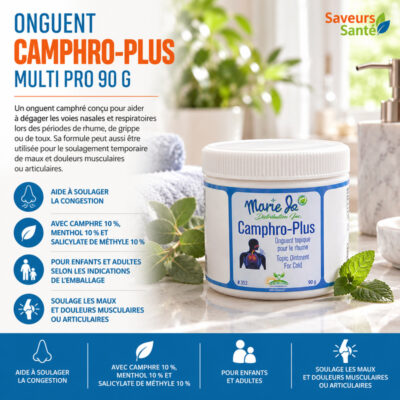 Onguent camphré Camphro-Plus 90 g Multi Pro pour toux et congestion